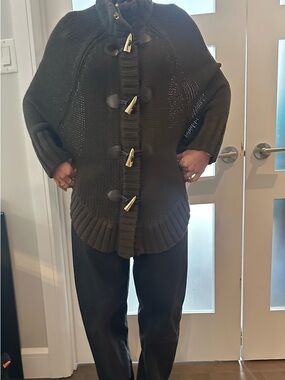 MICHAEL Michael Kors Dark Brown Chunky Knit Zip Cardigan